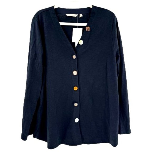 Soft Surroundings Tops - Soft Surroundings Delta Top Womens XL Black Unique Buttons Tunic Laganlook NEW